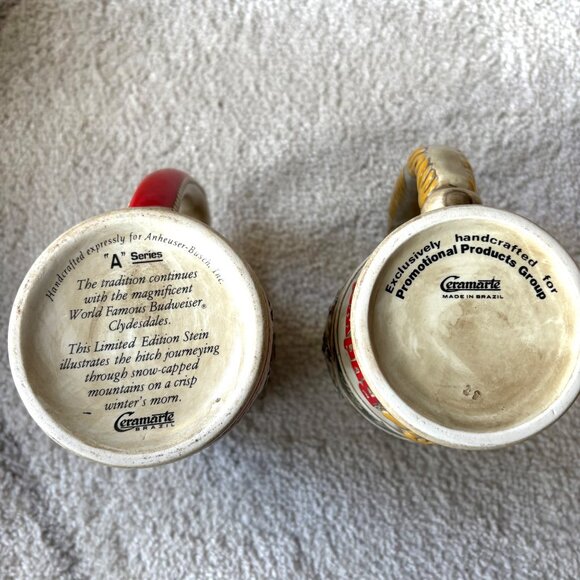 Budweiser Clydesdale Beer Stein Pair Vintage Limited Edition Collectible Barware - Picture 11 of 12